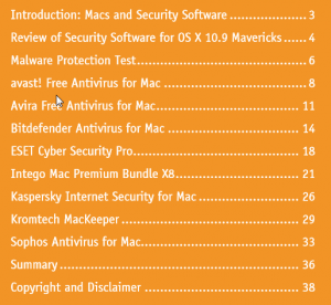 Contents of the Report from AV-Comparatives on Mac antivirus