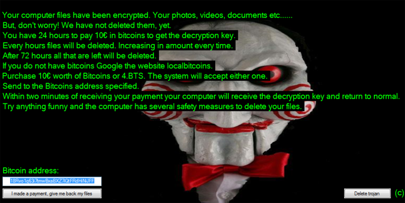 Fake Jigsaw Ransomware Screen