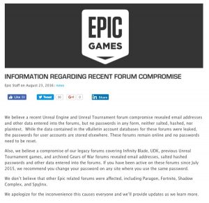 Statement by Epic Games